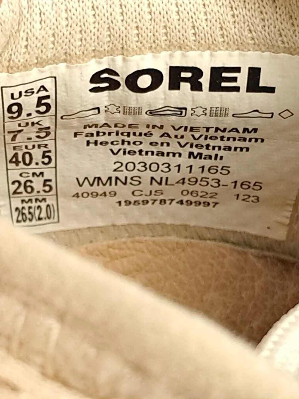 Sorel Kinetic Impact II Lace Sneakers Women 9.5 Cream White Tan Shoes NL4953-165